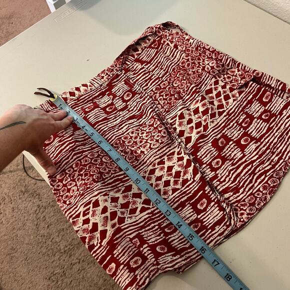 Vintage 90s Red & White Boho Indie Wrap Style Beach Summer Mini Skirt Size Small - Picture 7 of 10